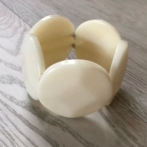 Bon Bon Ivory Cream Stretch Round Circles Statement Bracelet